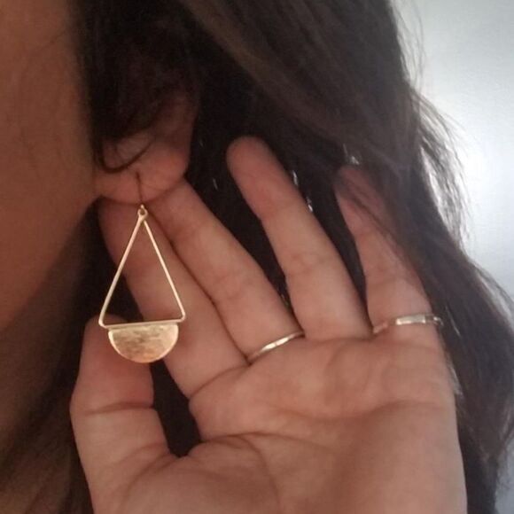 Gold Boho Geo Statement Dangle Earrings - Picture 5 of 7